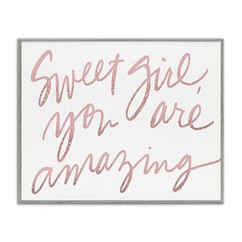 Stupell Home Decor Sweet Girl You Are Amazing Script Framed Wall Art