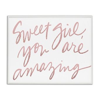Stupell Home Decor Sweet Girl You Are Amazing Script Framed Wall Art