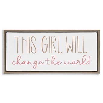 Stupell Home Decor This Girl Will Change the World Framed Canvas Wall Art