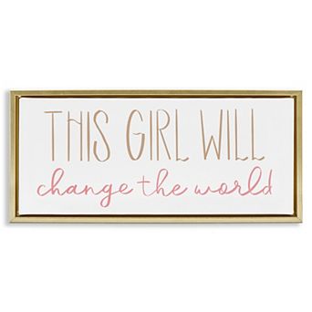Stupell Home Decor This Girl Will Change the World Framed Canvas Wall Art