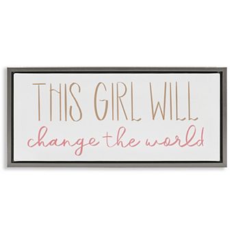 Stupell Home Decor This Girl Will Change the World Framed Canvas Wall Art