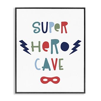 Stupell Home Decor Super Hero Cave Sign Framed Wall Art