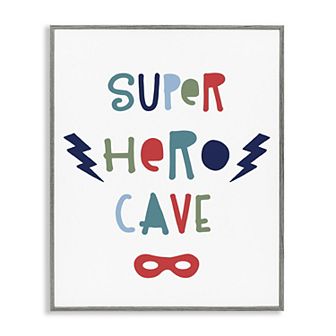 Stupell Home Decor Super Hero Cave Sign Framed Wall Art