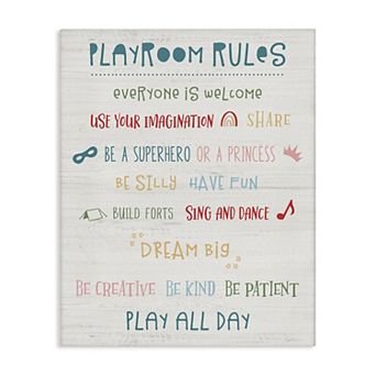 Stupell Home Decor Playroom Rules Canvas Wall Art