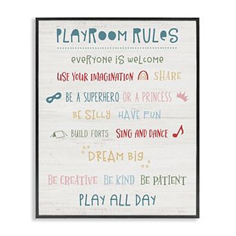 Stupell Home Decor Playroom Rules Framed Wall Art