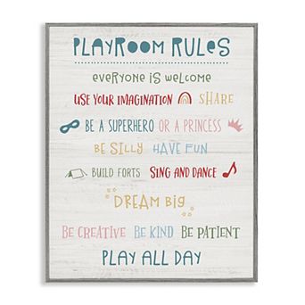 Stupell Home Decor Playroom Rules Framed Wall Art