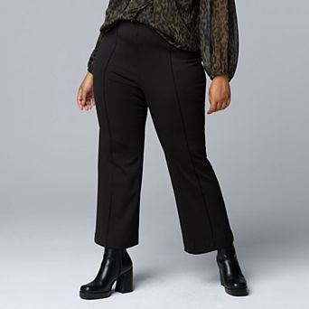 Plus Size Simply Vera Vera Wang Mid Rise Pintuck Ponte Kick Flare Pants