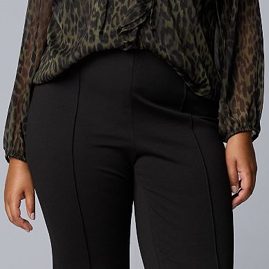 Plus Size Simply Vera Vera Wang Mid Rise Pintuck Ponte Kick Flare Pants