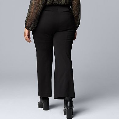 Plus Size Simply Vera Vera Wang Mid Rise Pintuck Ponte Kick Flare Pants
