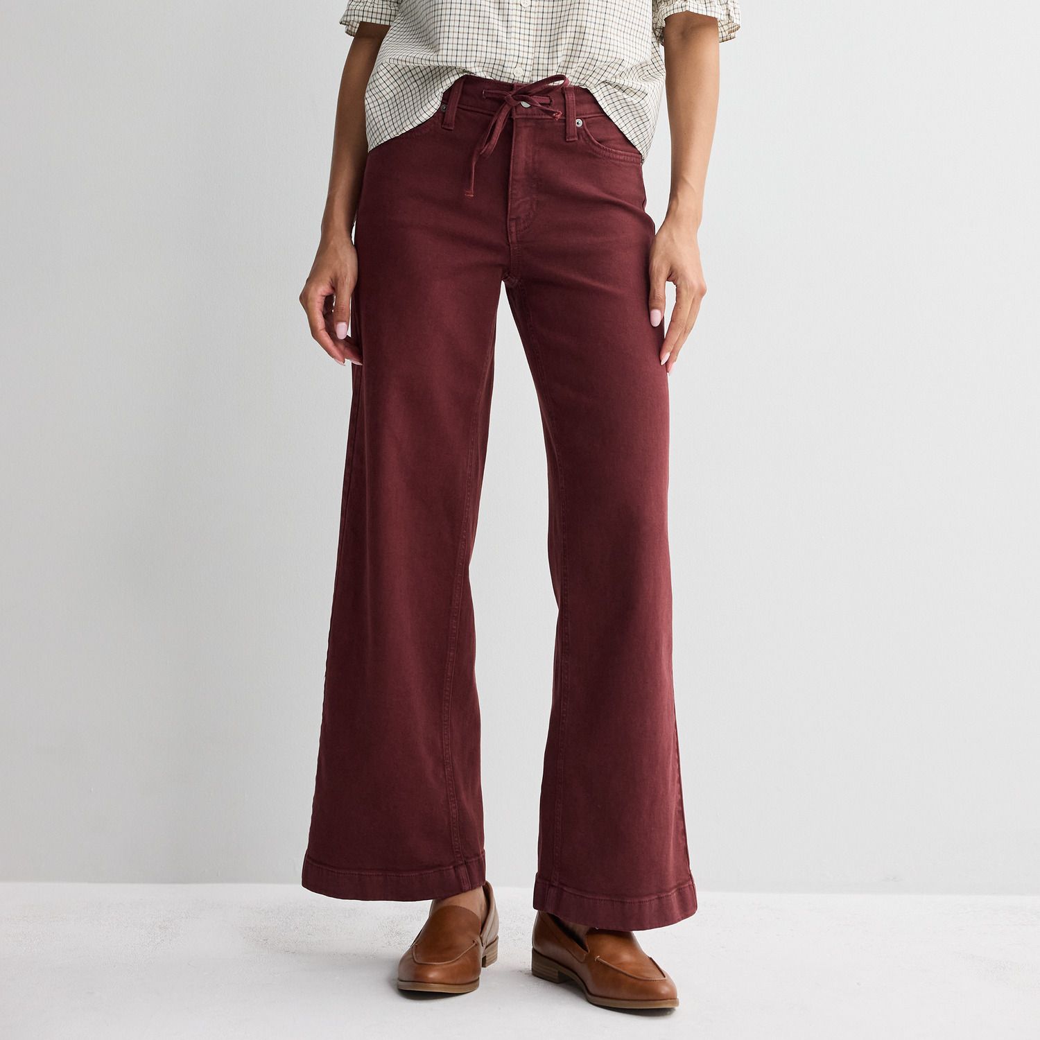 Женские джинсы Sonoma Goods For Life Relaxed Tie Waist Mid Rise Wide Leg, цвет: Фиолетовый — фото 1