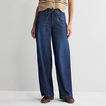 Women's Sonoma Goods For Life Relaxed Tie Waist Mid Rise Wide Leg Jean