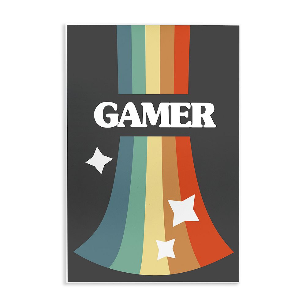 Stupell Home Decor Gamer Retro Rainbow Plaque Wall Art