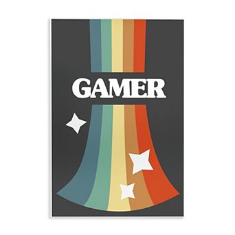 Stupell Home Decor Gamer Retro Rainbow Plaque Wall Art