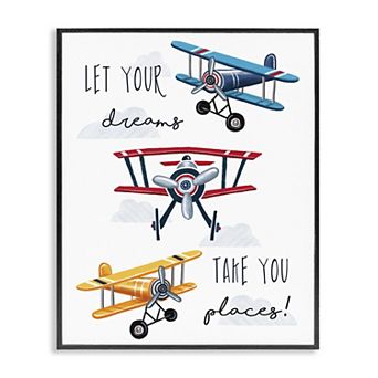 Stupell Home Decor Airplanes Framed Wall Art with Inspirational Phrase