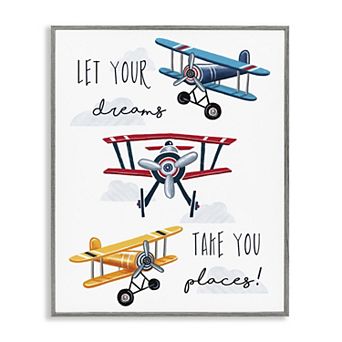 Stupell Home Decor Airplanes Framed Wall Art with Inspirational Phrase