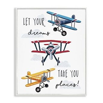 Stupell Home Decor Airplanes Framed Wall Art with Inspirational Phrase