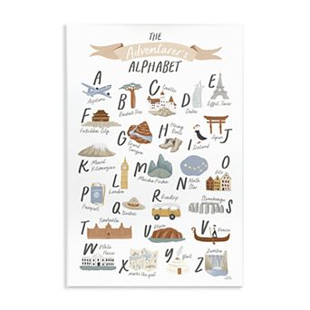 Stupell Home Decor Adventurer's Alphabet Landmark Plaque Wall Art