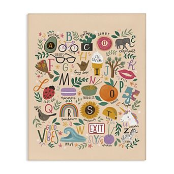 Stupell Home Decor Whimsical ABC Illustrations Canvas Wall Art