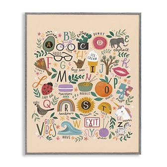 Stupell Home Decor Whimsical ABC Illustrations Framed Wall Art for Kids