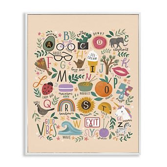 Stupell Home Decor Whimsical ABC Illustrations Framed Wall Art for Kids