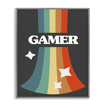 Stupell Home Decor Gamer Text Vintage Retro Video Game Framed Wall Art