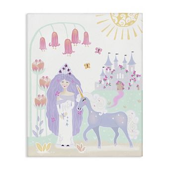 Stupell Home Decor Princess and Unicorn Canvas Wall Art