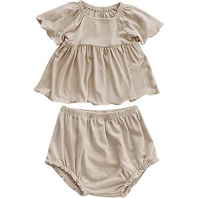 Baby Girls Spring Flutter Top with Bummies