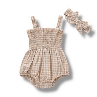 Baby Girls Smocked Romper with Headband
