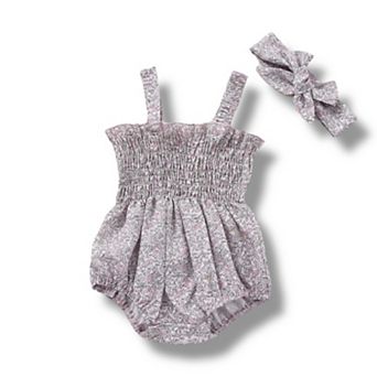 Baby Girls Smocked Romper with Headband