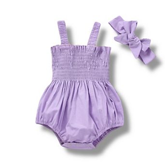 Baby Girls Smocked Romper with Headband