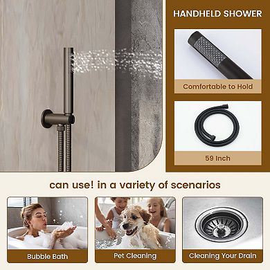 Thermostatic Rainfall Complete Shower System with 3 Body Jets and Handheld Spray