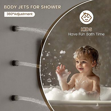 Thermostatic Rainfall Complete Shower System with 3 Body Jets and Handheld Spray