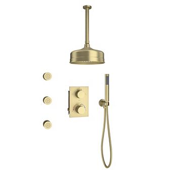 Thermostatic Rainfall Complete Shower System with 3 Body Jets and Handheld Spray