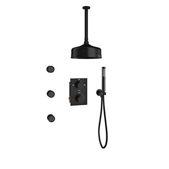 Thermostatic Rainfall Complete Shower System with 3 Body Jets and Handheld Spray