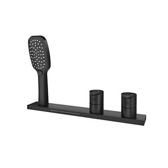 Waterfall Deck-Mount Bathtub Filler Faucet with 2-Fuction Handheld Shower and Diverter