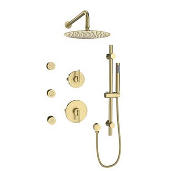 3-Function Wall Mounted Complete Shower System with 3 Body Jets and Slide bar