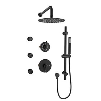 3-Function Wall Mounted Complete Shower System with 3 Body Jets and Slide bar
