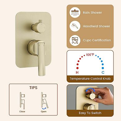 20"x14" Flush-Mount Rainfall Complete Shower System with Silde Bar and 64 Colors LED