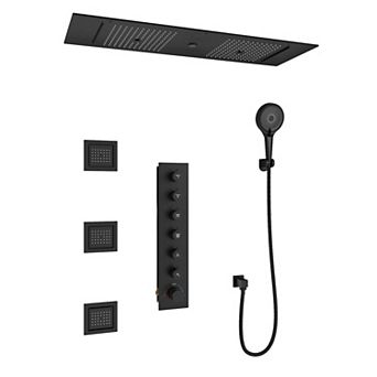 35"x12" Bluetooth Music Thermostatic Shower System with 3-Function Handheld Spray and 3 Body Jets