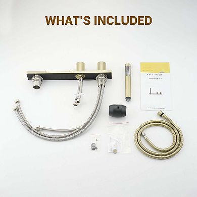 Waterfall Deck-Mount Bathtub Filler Faucet with Diverter and Handheld Shower