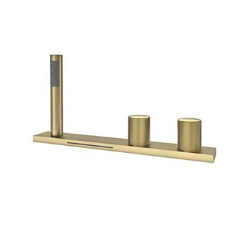 Waterfall Deck-Mount Bathtub Filler Faucet with Diverter and Handheld Shower