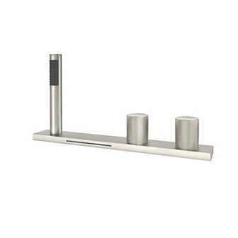 Waterfall Deck-Mount Bathtub Filler Faucet with Diverter and Handheld Shower
