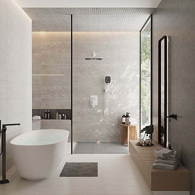 12" Wall Mounted Pressure-Balanced Complete Shower System with 3-Function Handheld Spray