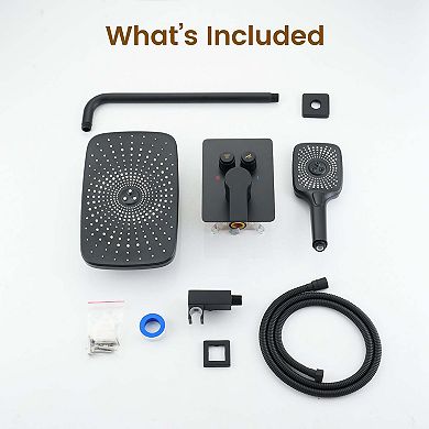 12" Wall Mounted Pressure-Balanced Complete Shower System with 3-Function Handheld Spray