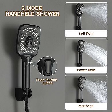 32"x24" Thermostatic LED Light Complete Shower System with 6 Body Jets and 3-Function Handheld Spray