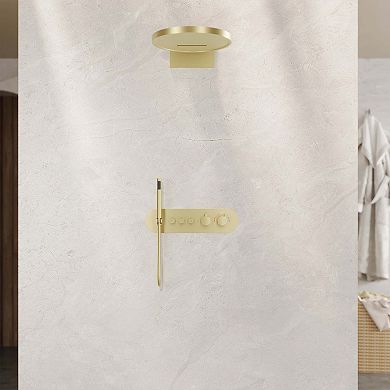 3-Function Round 16" Wall Mounted Thermostatic Complete Shower System with Handheld Spray