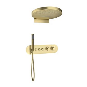 3-Function Round 16" Wall Mounted Thermostatic Complete Shower System with Handheld Spray