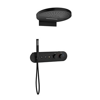 3-Function Round 16" Wall Mounted Thermostatic Complete Shower System with Handheld Spray