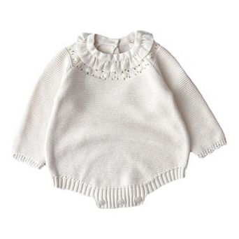 Baby Girls Cream Knit Ruffle Bodysuit