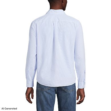 Men's Lands' End Long Sleeve Seersucker Shirt